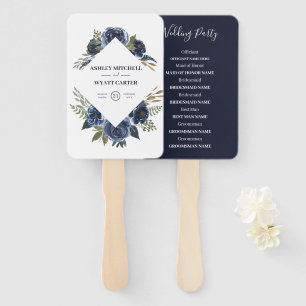 Elegant Blue Roses Hand Fan