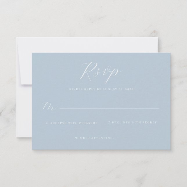 Elegant Blue RSVP Card (Front)