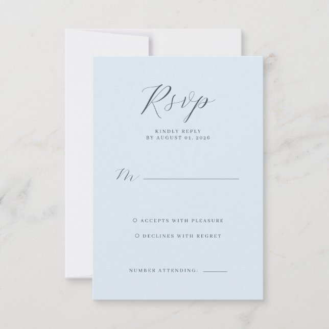 Elegant Blue RSVP Card (Front)