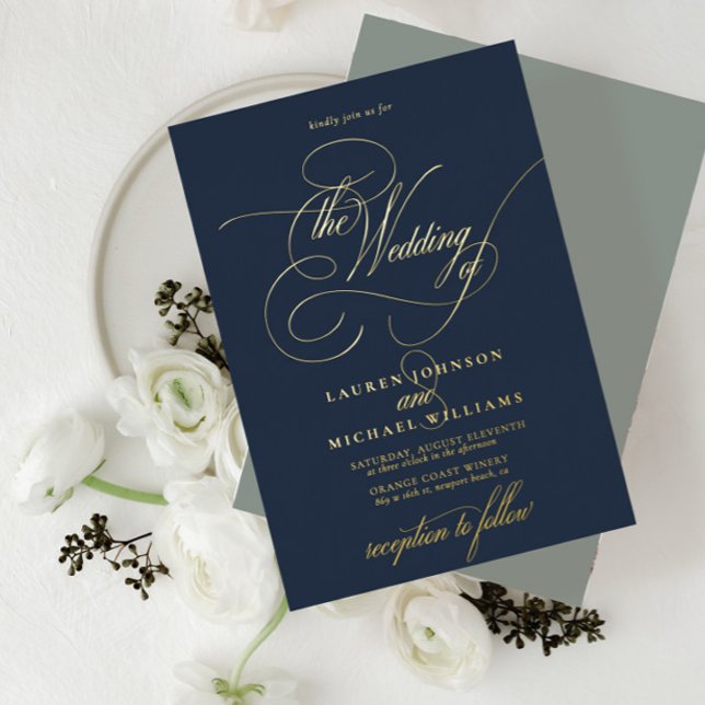 Elegant Blue Sage Gold Modern Calligraphy Wedding (Creator Uploaded)