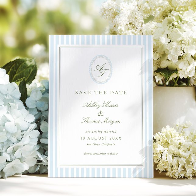 Elegant Blue & Sage Wedding  Save The Date (Creator Uploaded)