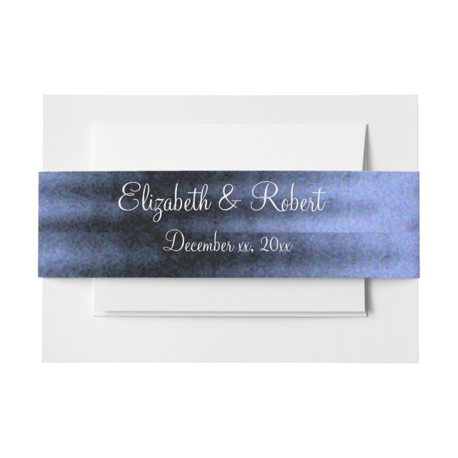 Elegant Blue Satin Ribbon Custom Belly Band Invitation Belly Band (Front Example)