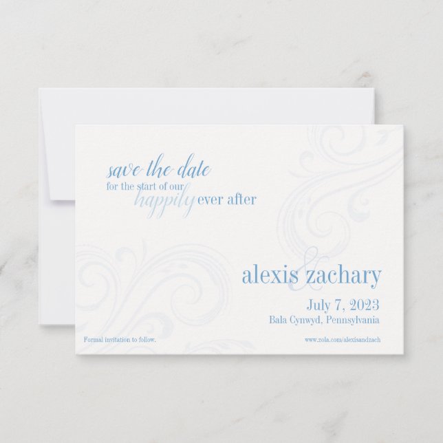 Elegant Blue Save-the-Date, Caroline Wedding Save The Date (Front)