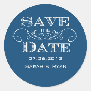 Elegant Blue Save the Date Sticker