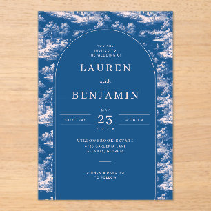 Elegant Blue Scenic Landscape Acrylic Invitations