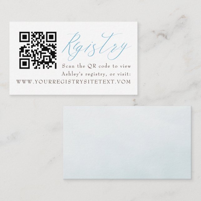 Elegant Blue Script Bridal Show Registry Card (Front/Back)