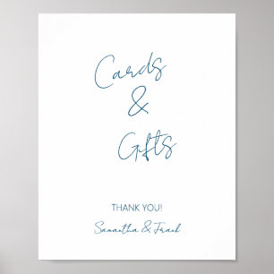 Elegant Blue Script Card and Gift Poster