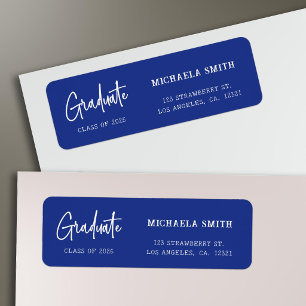 Elegant Blue Script Graduation Return Address Label