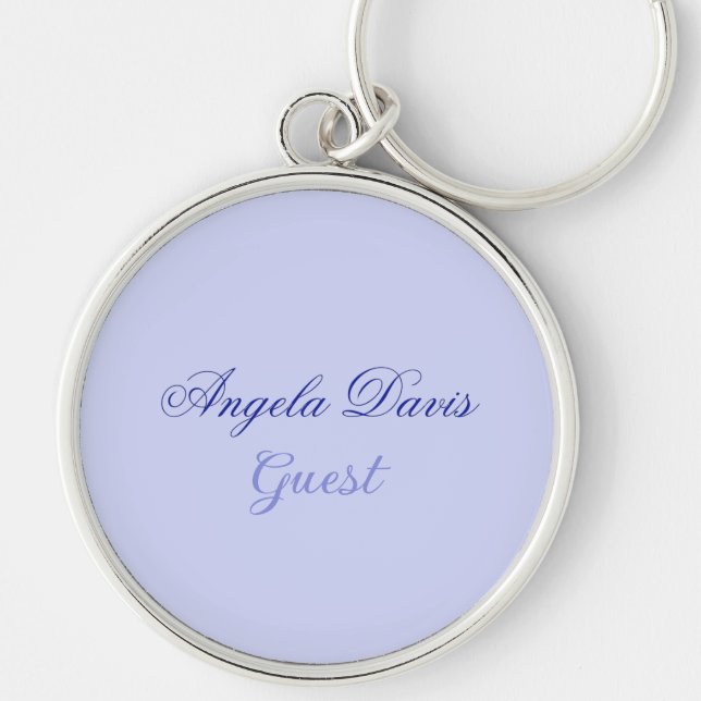 Elegant Blue Script Guest Name  Key Ring (Front)