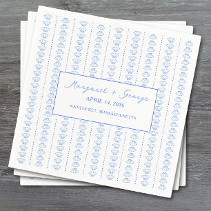 Elegant Blue Seashell Nautical Coastal Wedding Napkin