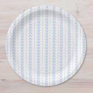 Elegant Blue Seashell Nautical Coastal Wedding Paper Plate