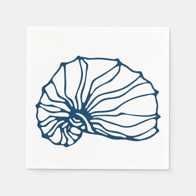 Elegant Blue Seashell Pattern Napkin (Front)