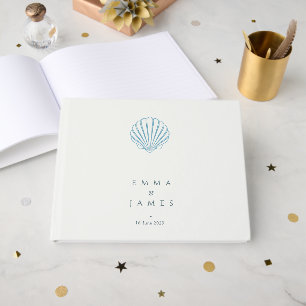 Elegant Blue Seashell Wedding Guest Book