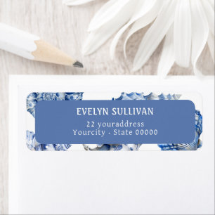Elegant blue seashells return address label