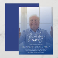 Elegant Blue Shadow Photo Men 89th birthday party