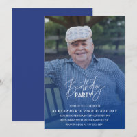 Elegant Blue Shadow Photo Men 93rd birthday party