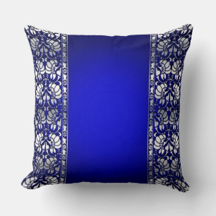 Elegant Blue & Silver Cushion