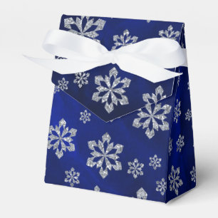 Elegant Blue Silver Snowflake Personalised Favour Box