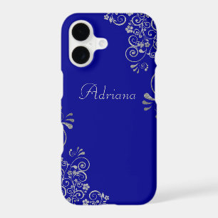 Elegant Blue Silver Swirls Custom Script