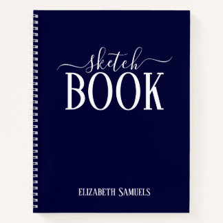 Elegant Blue Sketch Book with name gift for her