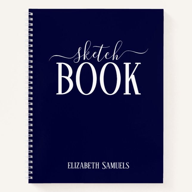 Elegant Blue Sketch Book with name gift for her (Front)