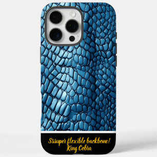 Elegant blue snakeskin, nature's art iPhone 16 pro max case