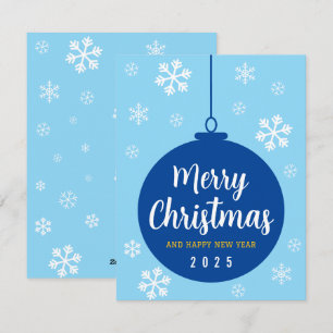 Elegant Blue Snowflake Christmas New Year Holiday Card