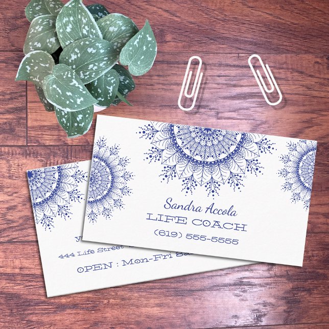 Elegant Blue Snowflake Mandala Business Cards (Creator Uploaded)
