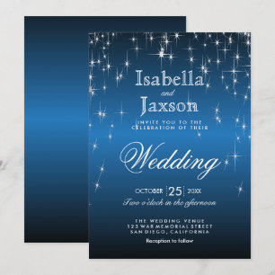 Elegant Blue Star Lights Wedding Invitation