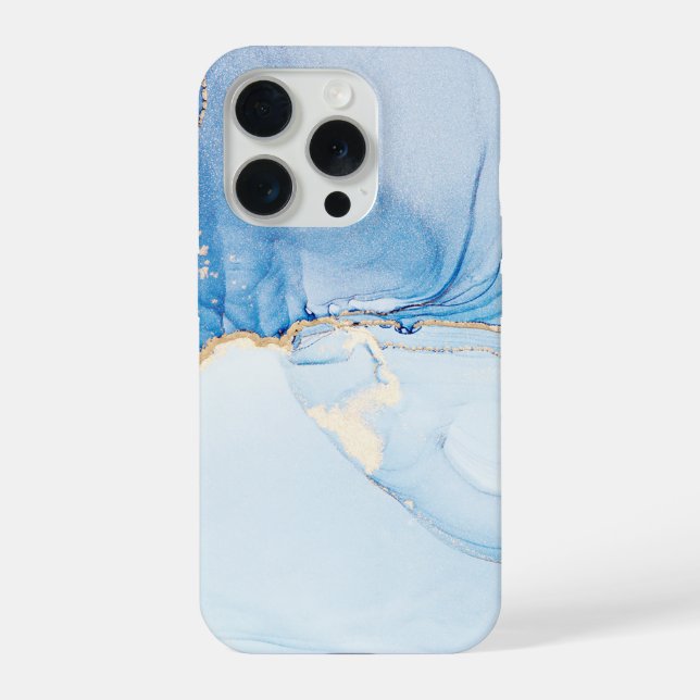 Elegant Blue Stone Marble Pattern iPhone Case (Back)