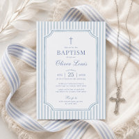Elegant Blue Stripes Boy Baptism