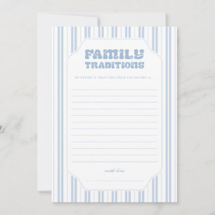 Elegant Blue Stripes Family Traditions Baby Game Invitation