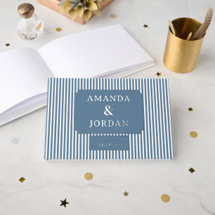 Elegant Blue Stripes Guest Book