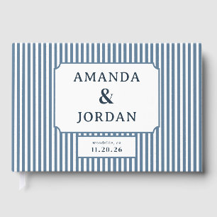 Elegant Blue Stripes Nautical Guest Book