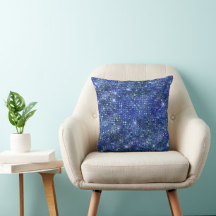 Elegant Blue Studded Diamond Pattern Cushion