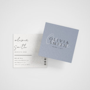 Elegant Blue Stylist Boho Modern Neutral Trendy Square Business Card