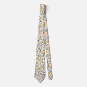 Elegant blue sunflower neck tie