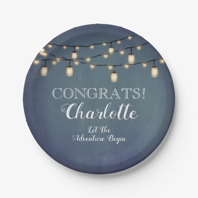 Elegant Blue Surprise Retirement Party   Paper Plate (Front)