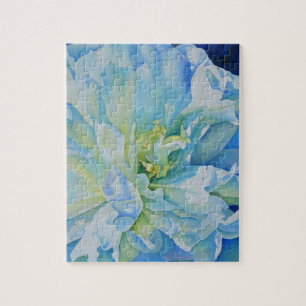 Elegant blue teal floral watercolor  jigsaw puzzle