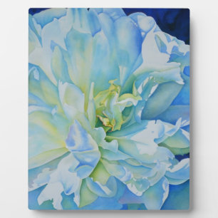 Elegant blue teal floral watercolor plaque