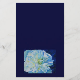 Elegant blue teal floral watercolor  stationery