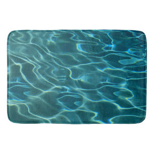 Elegant blue teal water pattern ocean lake waves bath mat