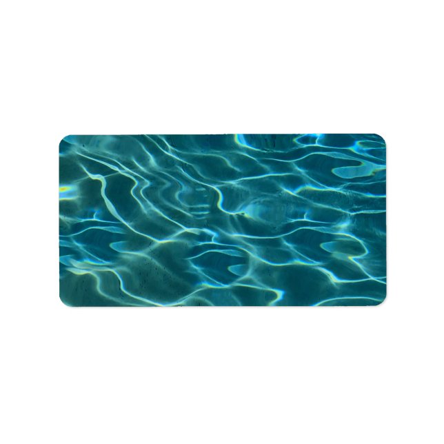 Elegant blue teal water pattern ocean lake waves label (Front)