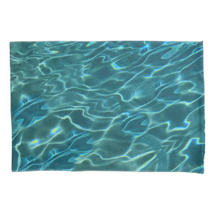 Elegant blue teal water pattern ocean lake waves pillowcase