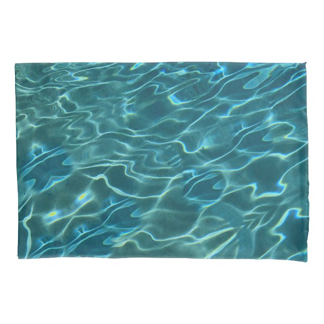 Elegant blue teal water pattern ocean lake waves pillowcase (Front)