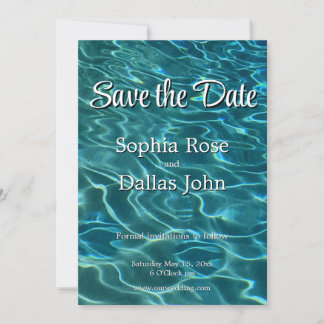 Elegant blue teal water pattern ocean lake waves save the date
