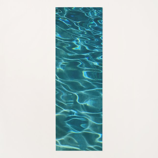 Elegant blue teal water pattern ocean lake waves yoga mat (Front)