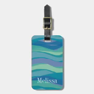 Elegant Blue Teal Watercolor Luggage Tag