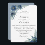 Elegant Blue Thistle Botanical Wedding Invitation<br><div class="desc">Watercolor blue thistle flowers and leaves,  botanical wedding invitation. Customise text,  font style,  colour and size. Backing colour shown in dusty blue can be edited as well.</div>