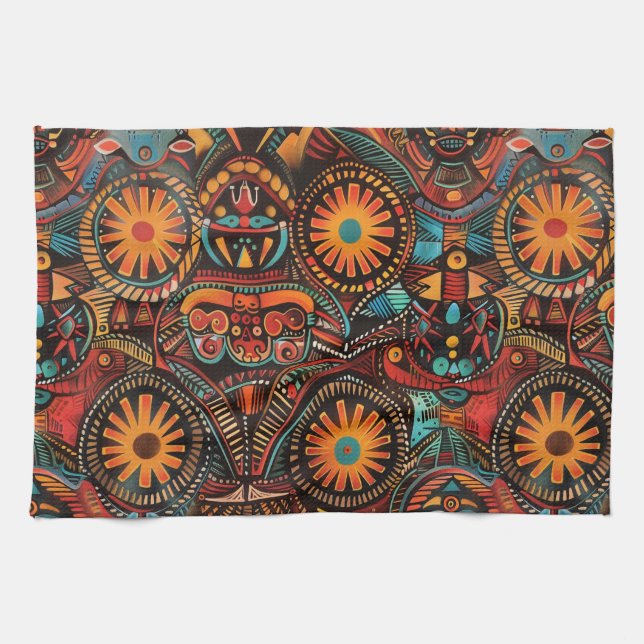 Elegant Blue "Timeless Ancestral Imprint" Woven Ki Tea Towel (Horizontal)